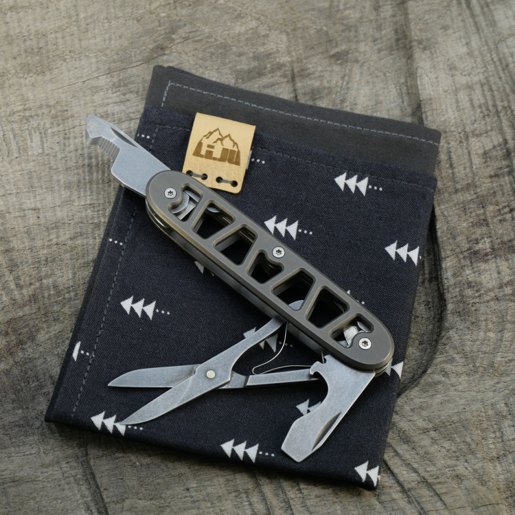 SKELETON - COMPANION SLIM- acidstonewash - fertig montiertes Taschenmesser - Titan Grade 5  (Ti 6AI 4V)  - 93mm